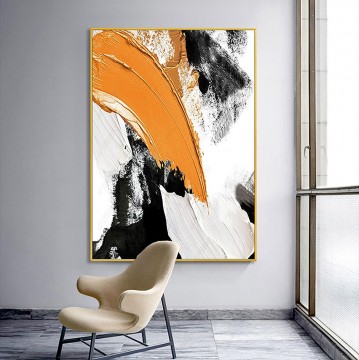 Textured Painting - Brush abstract orange by Palette Knife wall art minimalism texture